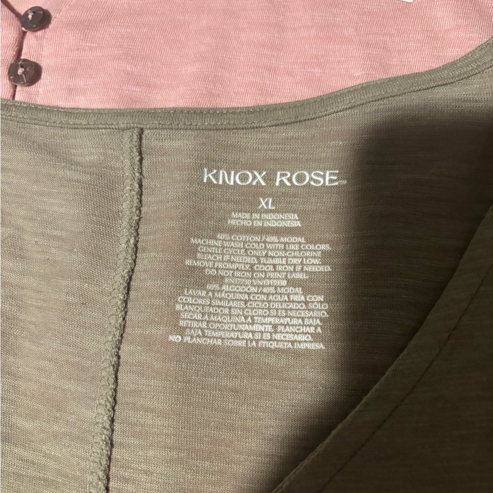 Knox Rose Blush and Olive Short Sleeve Tops - Picture 3 of 4